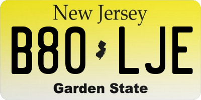NJ license plate B80LJE
