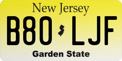 NJ license plate B80LJF