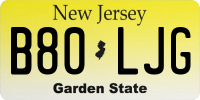 NJ license plate B80LJG