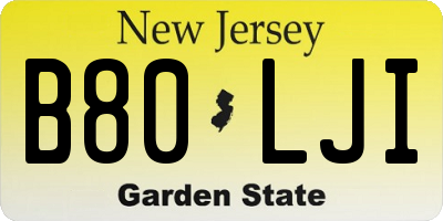 NJ license plate B80LJI