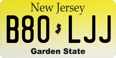 NJ license plate B80LJJ