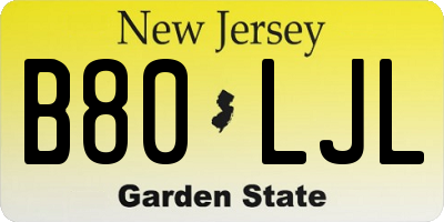 NJ license plate B80LJL