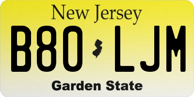 NJ license plate B80LJM