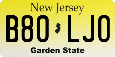 NJ license plate B80LJO