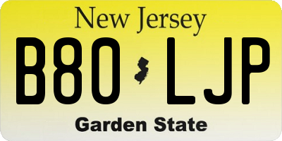 NJ license plate B80LJP