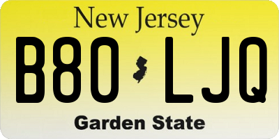NJ license plate B80LJQ
