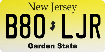 NJ license plate B80LJR
