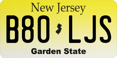 NJ license plate B80LJS