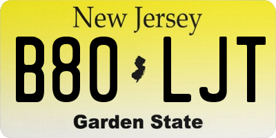 NJ license plate B80LJT