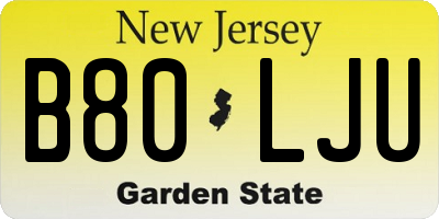 NJ license plate B80LJU