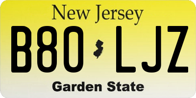 NJ license plate B80LJZ