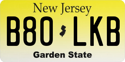 NJ license plate B80LKB