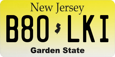 NJ license plate B80LKI