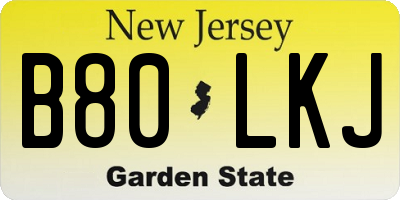 NJ license plate B80LKJ