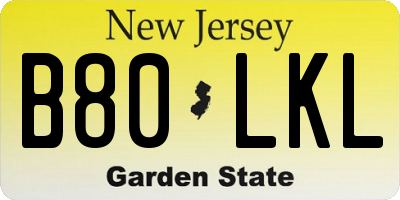 NJ license plate B80LKL