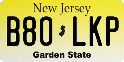 NJ license plate B80LKP