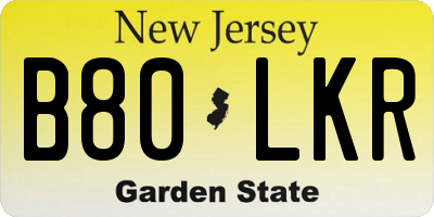 NJ license plate B80LKR