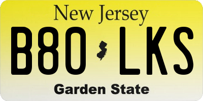 NJ license plate B80LKS