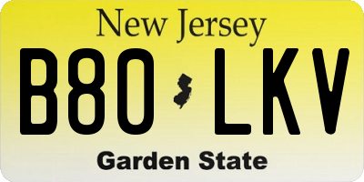 NJ license plate B80LKV