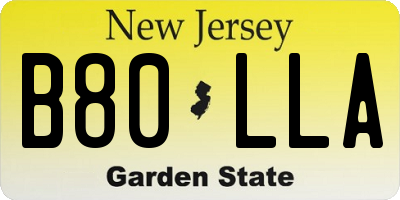 NJ license plate B80LLA