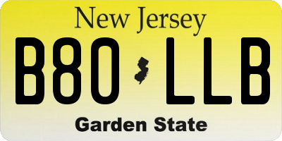 NJ license plate B80LLB
