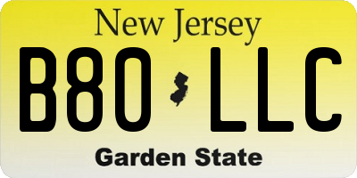 NJ license plate B80LLC