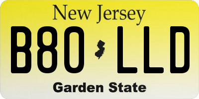 NJ license plate B80LLD