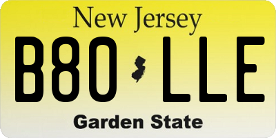 NJ license plate B80LLE