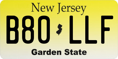 NJ license plate B80LLF