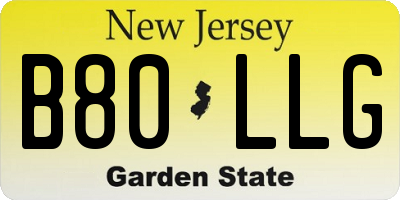NJ license plate B80LLG