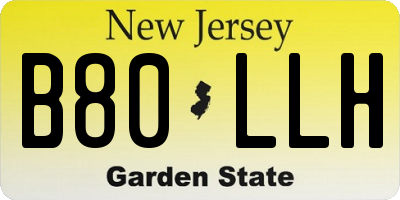 NJ license plate B80LLH