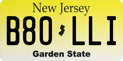 NJ license plate B80LLI