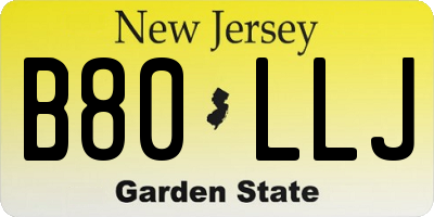 NJ license plate B80LLJ