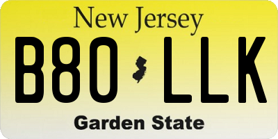 NJ license plate B80LLK