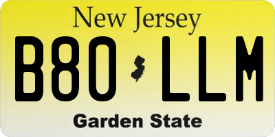 NJ license plate B80LLM