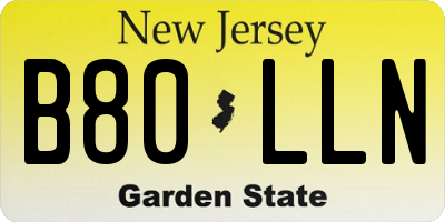 NJ license plate B80LLN