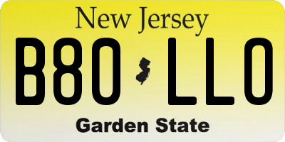 NJ license plate B80LLO