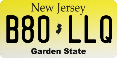 NJ license plate B80LLQ
