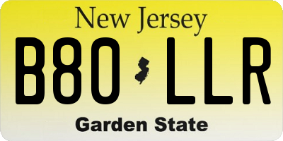 NJ license plate B80LLR