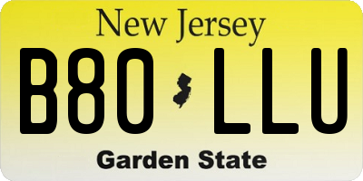 NJ license plate B80LLU