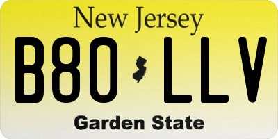 NJ license plate B80LLV