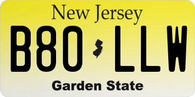 NJ license plate B80LLW