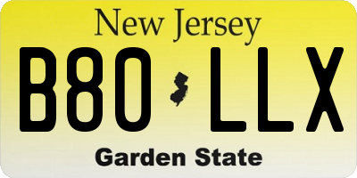 NJ license plate B80LLX