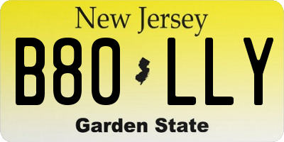 NJ license plate B80LLY