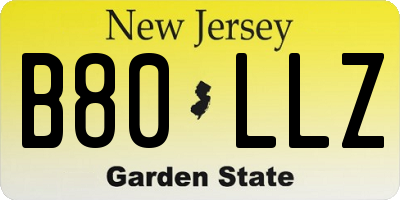 NJ license plate B80LLZ