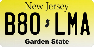 NJ license plate B80LMA