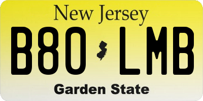 NJ license plate B80LMB