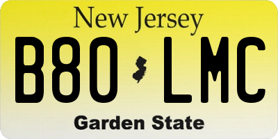 NJ license plate B80LMC
