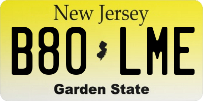NJ license plate B80LME