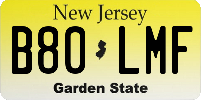 NJ license plate B80LMF